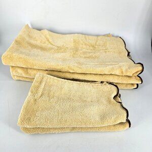 Fieldcrest Beige Gold Cotton Bathroom Towel Linen Bath Hand Scallop Edge Set 5